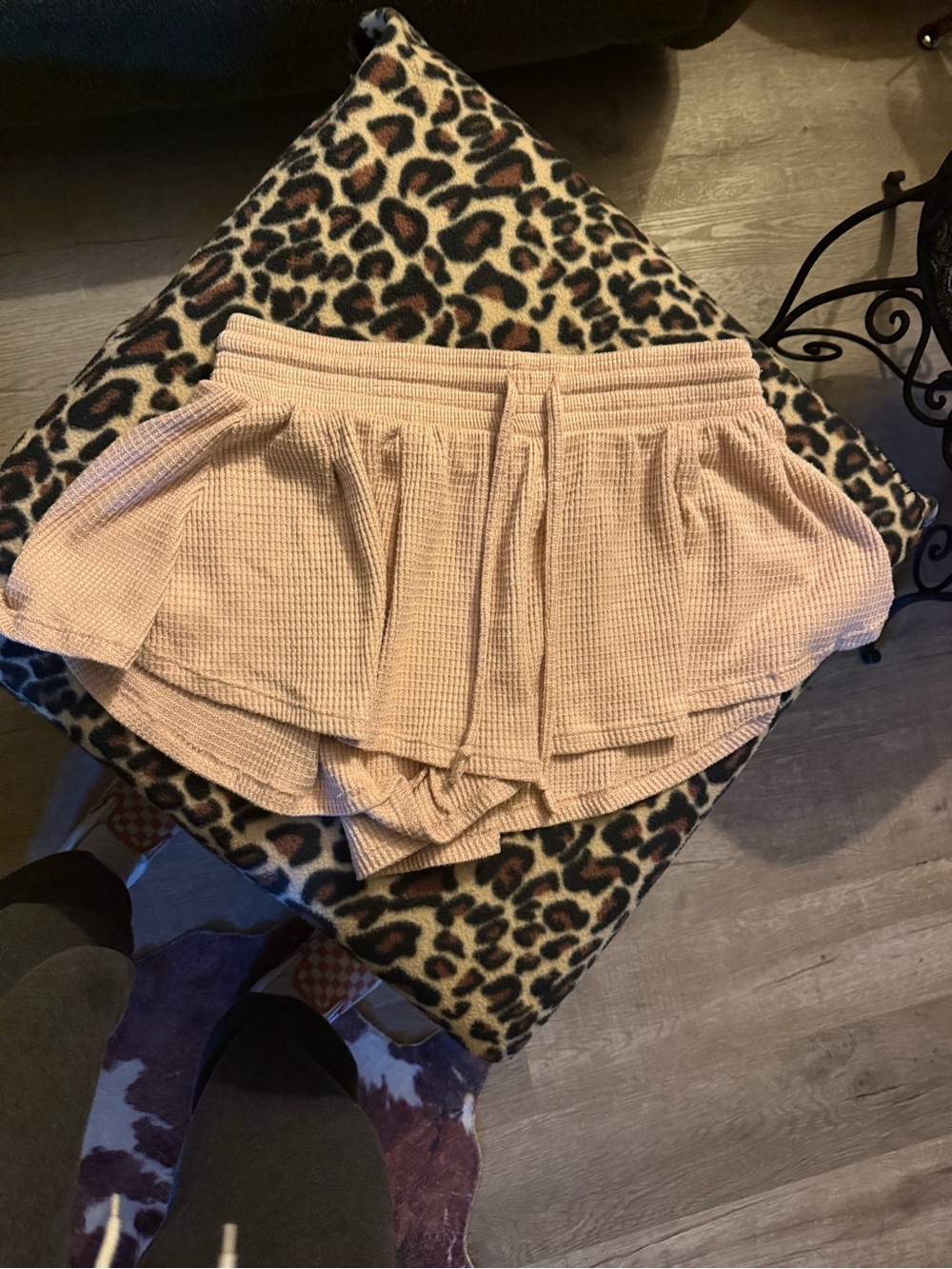 Honeydew USA Blush Waffle-Knit Athletic Shorts with Drawstring